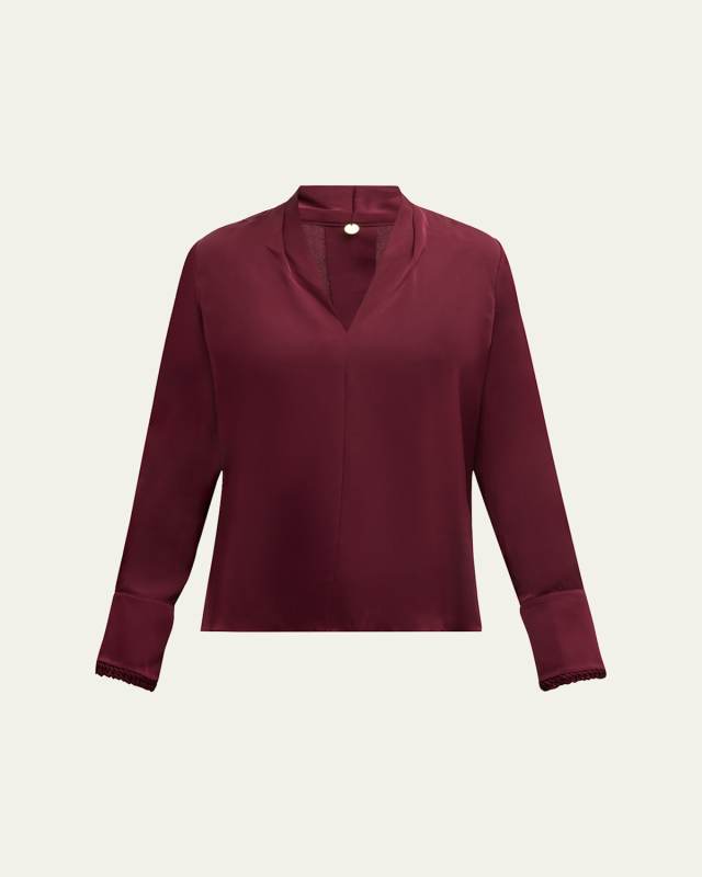 Verily Braided-Trim Silk Blous